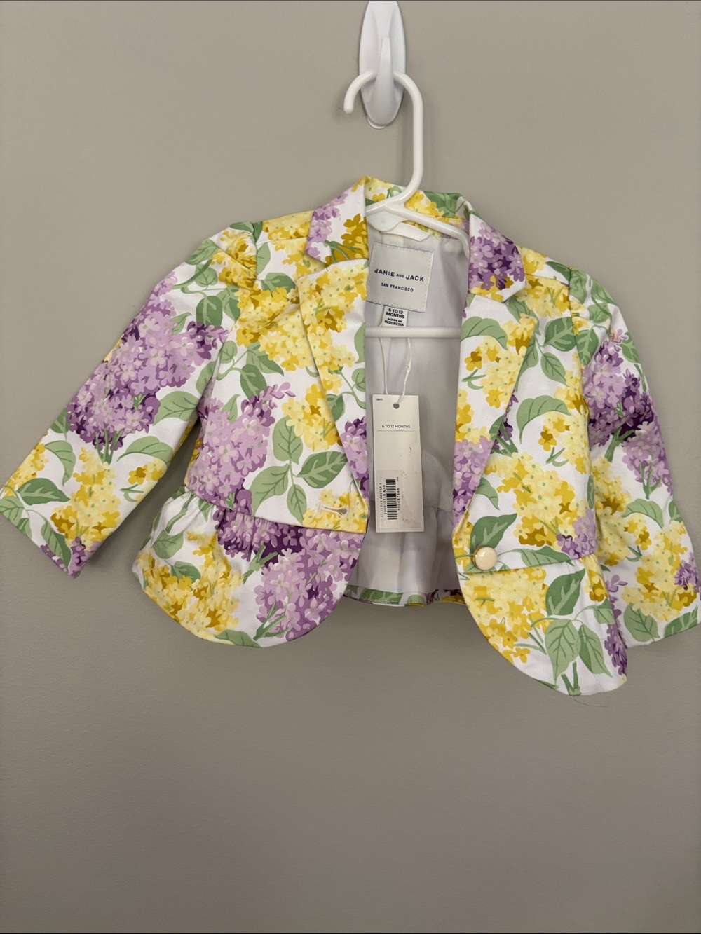 Janie and Jack Yellow, Lavender and Green Floral Blazer 6-12 months